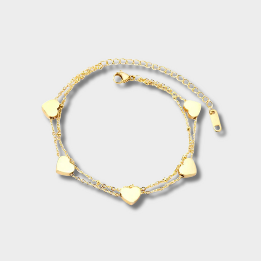 Bracelet  Vijf heart charms